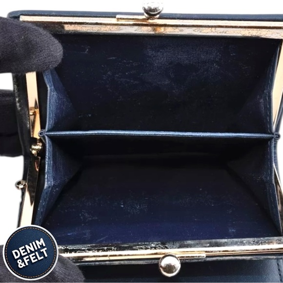 Burberry Navy Blue Plaid Leather Nova Check Clasp Bi-Fold Wallet 💙♥️ - Picture 10 of 10